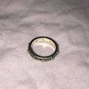 Silver PANDORA rosary ring with gems